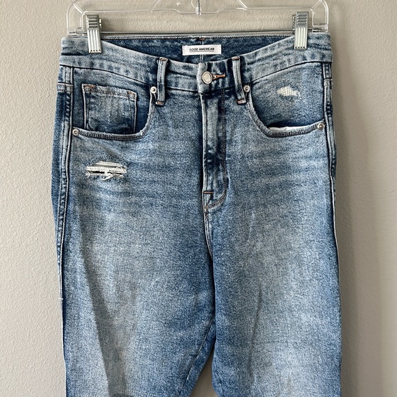 Good American Good Curve Women's Distressed Light Wash Jeans 8/29 - Picture 3 of 14